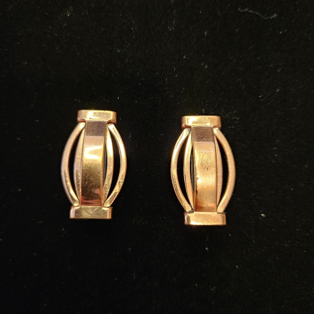 Vintage Copper Clip On Earrings